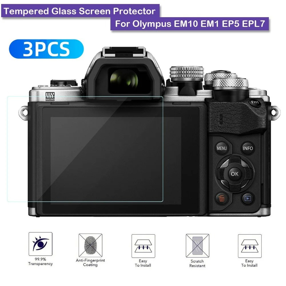 3 Chiếc Cho OM SYS TG7 OM5 OM3 II Camera Kính Cường Lực Phim HD Kính Cho Oly TG6 TG5 TG4 PEN-F PEN E