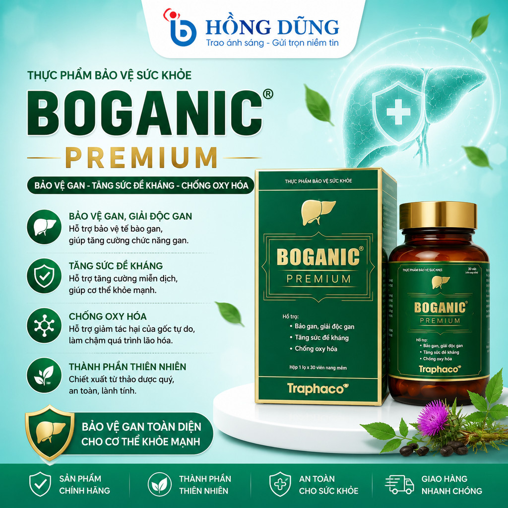 TPBVSK Boganic Premium Traphaco Giúp Bổ Gan, Hỗ Trợ Thải Độc Gan, Mát Gan, Chống Oxy Hóa 30 Viên