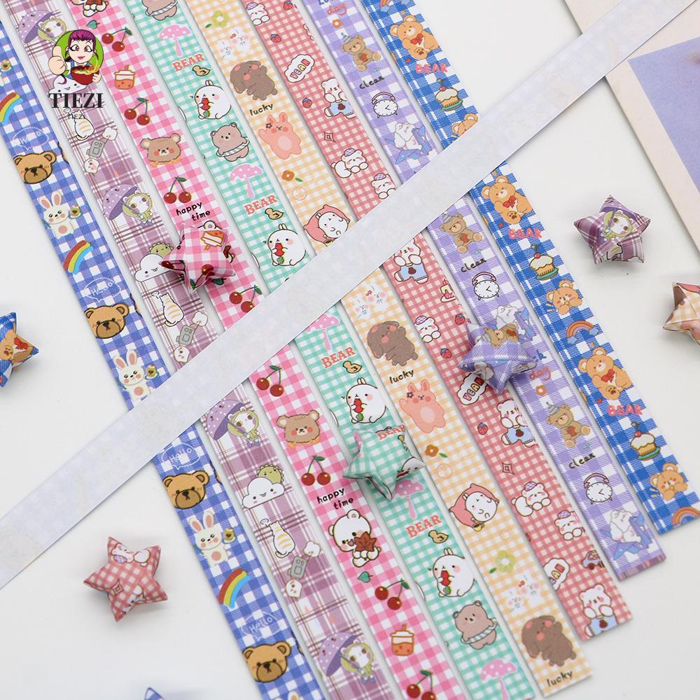 TIEZI Origami Stars Paper, Star Paper Strips Handmade Star Folding Paper, Kawaii Delicacy Paper Craf