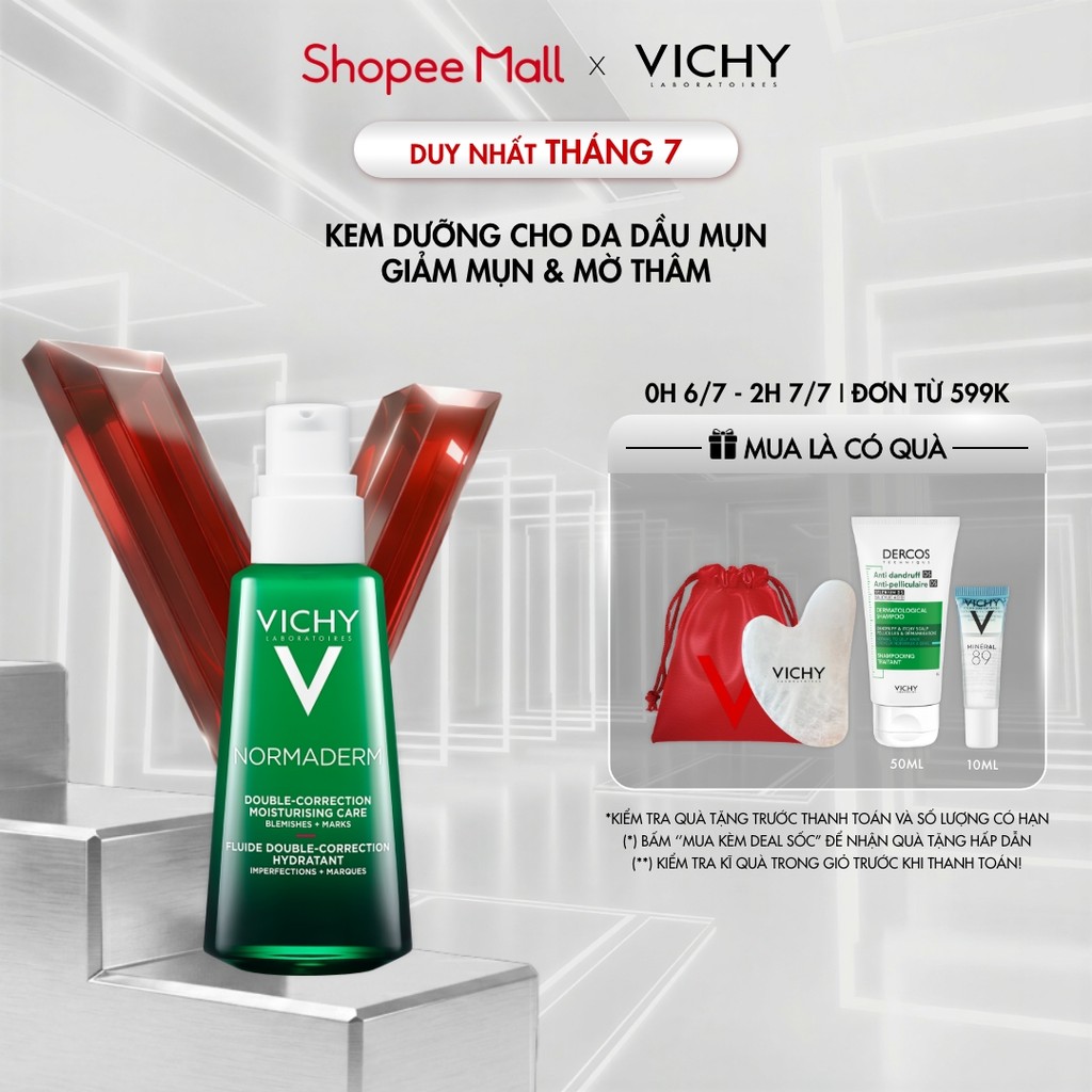 Kem dưỡng dạng gel sữa cho da mụn với tác động kép Vichy Normaderm Double-Correction Daily 50ml