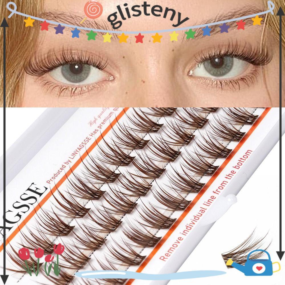GLISTENY Brown Anime Cụm Mi, C / D Curl Handmade Lông Mi Cá Nhân, Cổ Tích Wispy 11 ~ 15mm Chiều Dài 