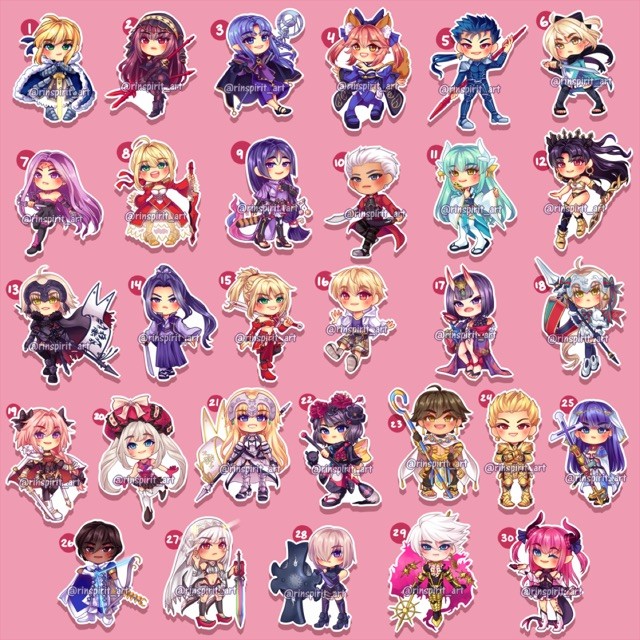 Sticker fatestaynight 30 cái ép lụa ảnh khác nhau / hình dán fate grand order