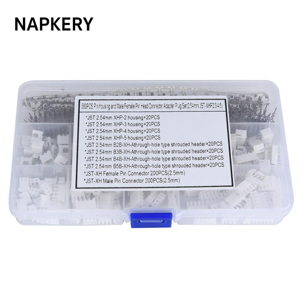 NAPKERY 560 CÁI Pin Connector Nhà ở, 2,54mm Pitch Nam Nữ Shrouded Header, Bền JST-XHP2 / 3 / 4 / 5 C