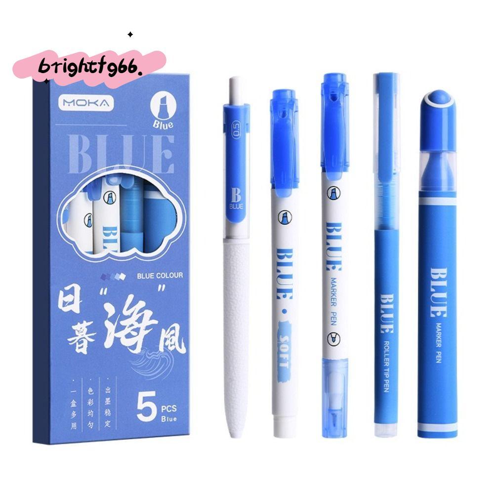 BRIGHTF66 5 Cái / bộ Bút Huỳnh Quang, Bút Trung Tính Tranh Học Sinh Không Lặp Lại, Bút Lỏng Thẳng Sấ