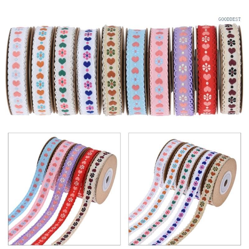 GOO 5Yard Hoa Trái Tim In Ruy Băng Ngày Lễ Tình Nhân Ruy Băng Polyester