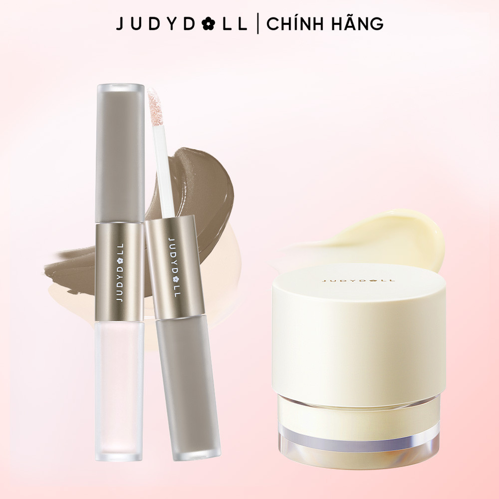 Combo 2: Kem Tạo Khối Bắt Sáng & Kem Lót Dưỡng Ẩm JUDYDOLL Highlighting Duo 4.8g & Makeup Base 30g