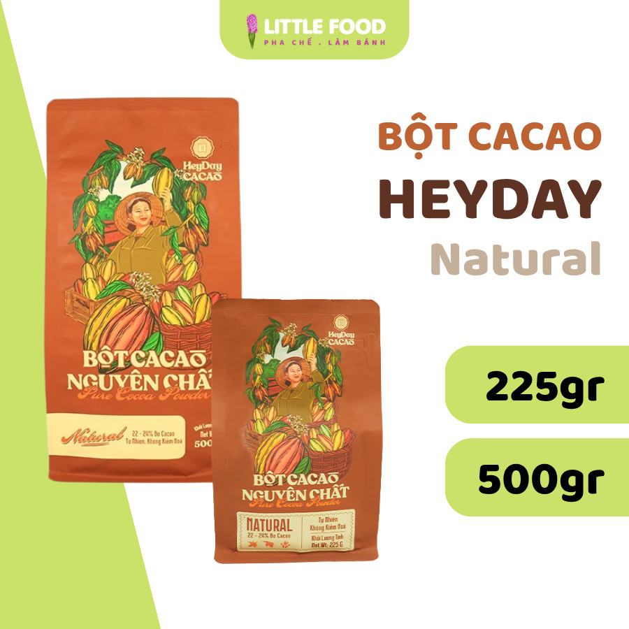 Bột cacao nguyên chất Heyday Natural - Túi zip 225GR/ 500GR