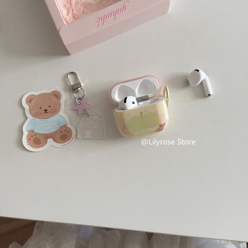 Y2K Girl Pink Top Star Bear Green Apple Soft Earphone Cover cho AirPods thế hệ thứ 4 Pro 3 Pro 2 Chố