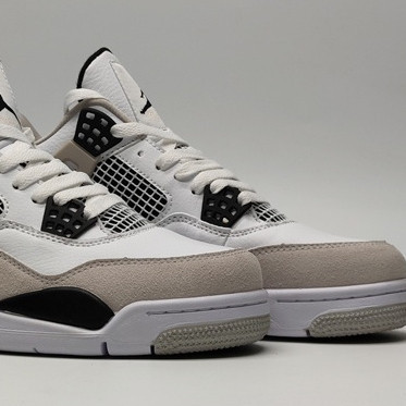 Rey stock Air Jordan4 Military Black high top retro Giày bóng rổ đen trắng
