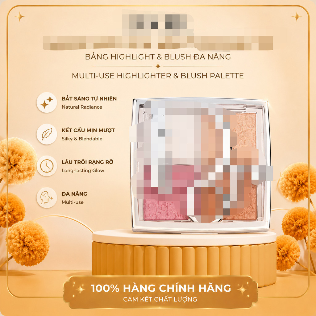 𝔻𝕀𝕆ℝ  𝐁𝐚𝐜𝐤𝐬𝐭𝐚𝐠𝐞 𝐆𝐥𝐨𝐰 𝐅𝐚𝐜𝐞 Palette 4 ô | Highlight mịn, phối màu dễ