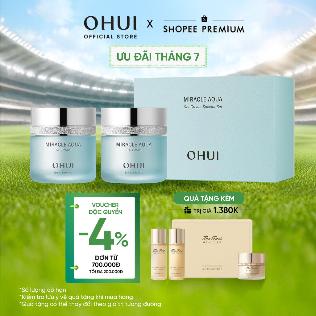 [OHUI Official] Bộ kem dưỡng cấp nước dưỡng ẩm da sáng toàn diên O HUI Miracle Aqua Gel Cream 60ml +