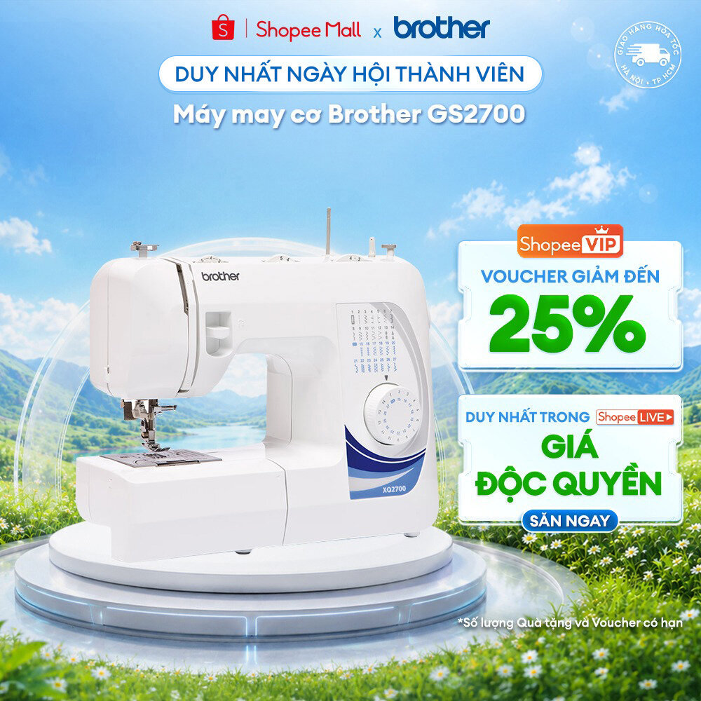 Máy may cơ Brother GS2700 - 27 kiểu mũi may, tốc độ tối đa 900spm, đèn LED chiếu sáng