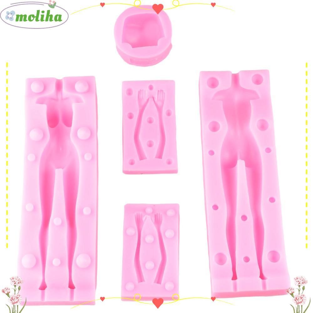 Đất Sét MOLIHA, 5 Chiếc Đóng Gói Toàn Thân Phụ Nữ Khuôn, Búp Bê Nữ Silicon Hình Thân Fondant Trang T