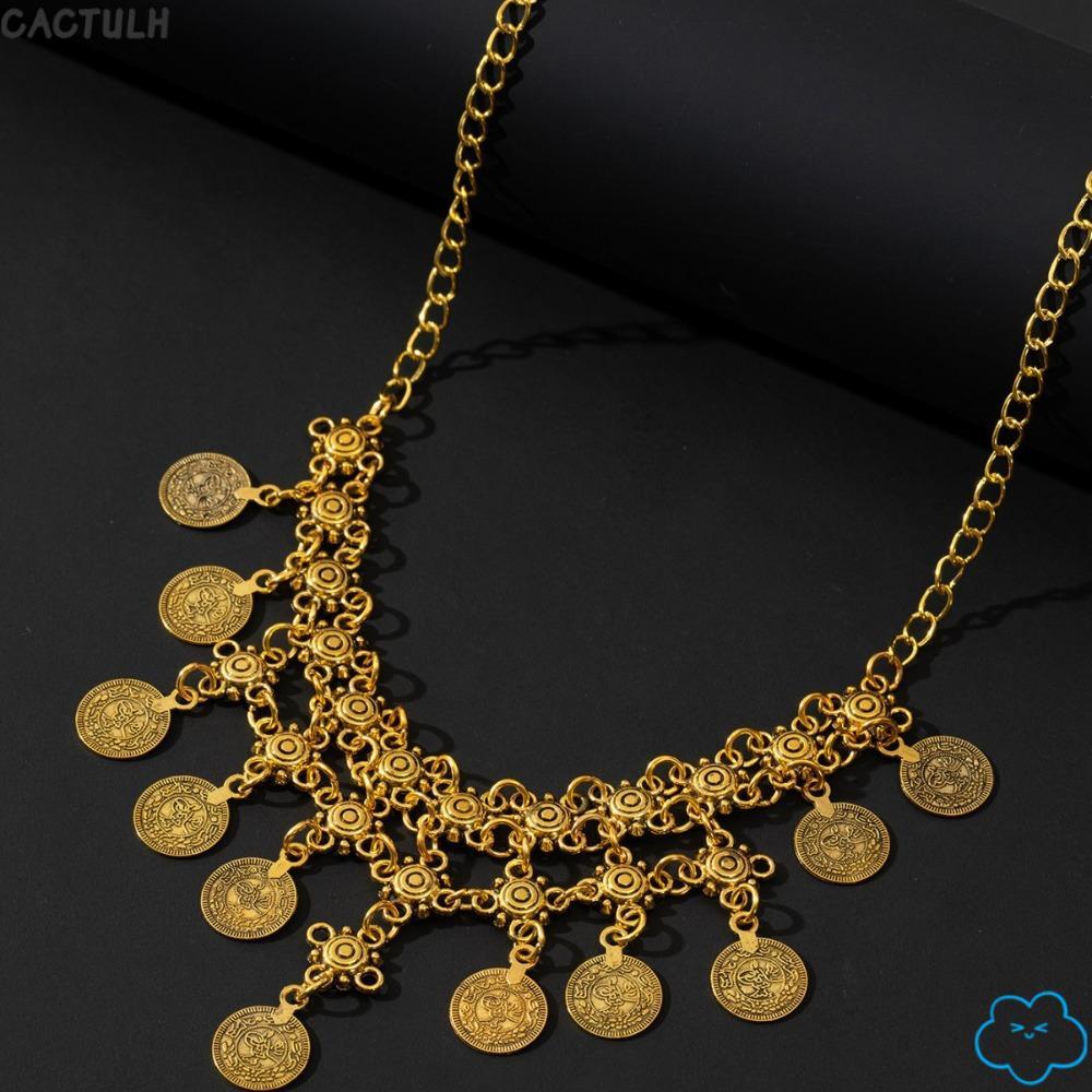 Vòng cổ tua rua CACTULH, Vòng cổ tiền xu đa năng cổ điển, Vòng cổ Bohemian đa năng phong cách Bohemi