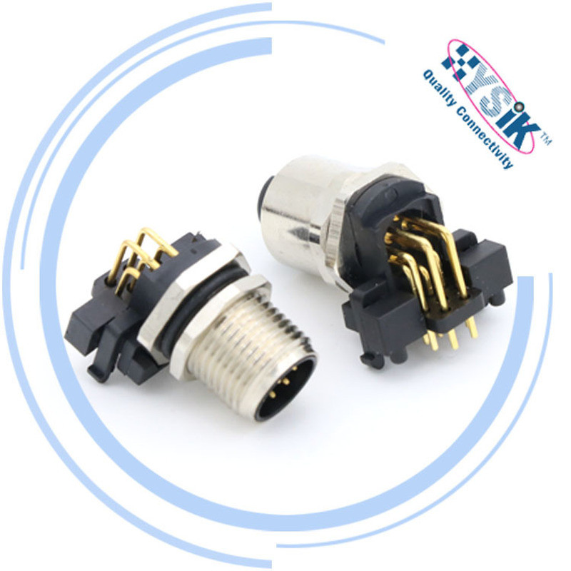 M8 M12 Cong Pin Cắm PCB Board Connector 4 5 6 8 Core M12 Ổ Cắm Hàng Không Chống Thấm Nước