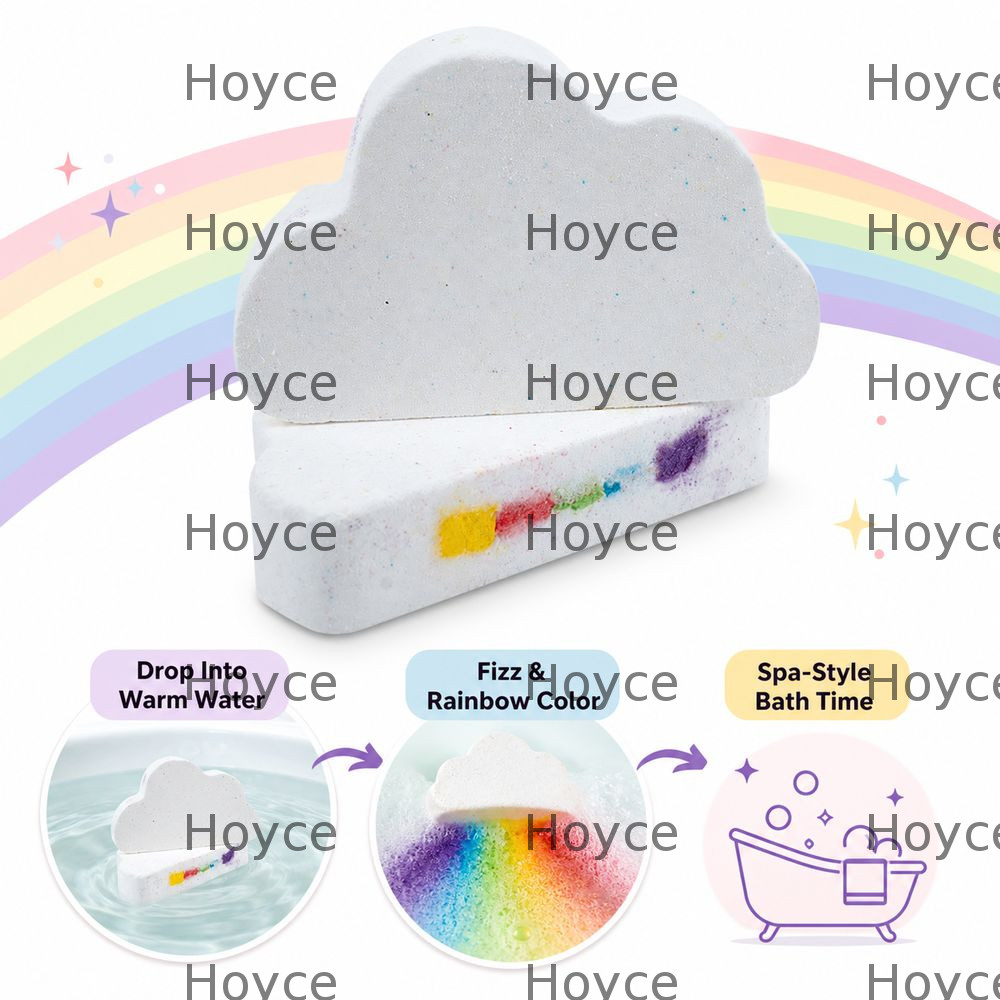 HOYCE Rainbow Cloud Bath Ball, Fizzers tắm hình đám mây hòa tan, Handmade Rainbow Color Cascade Home