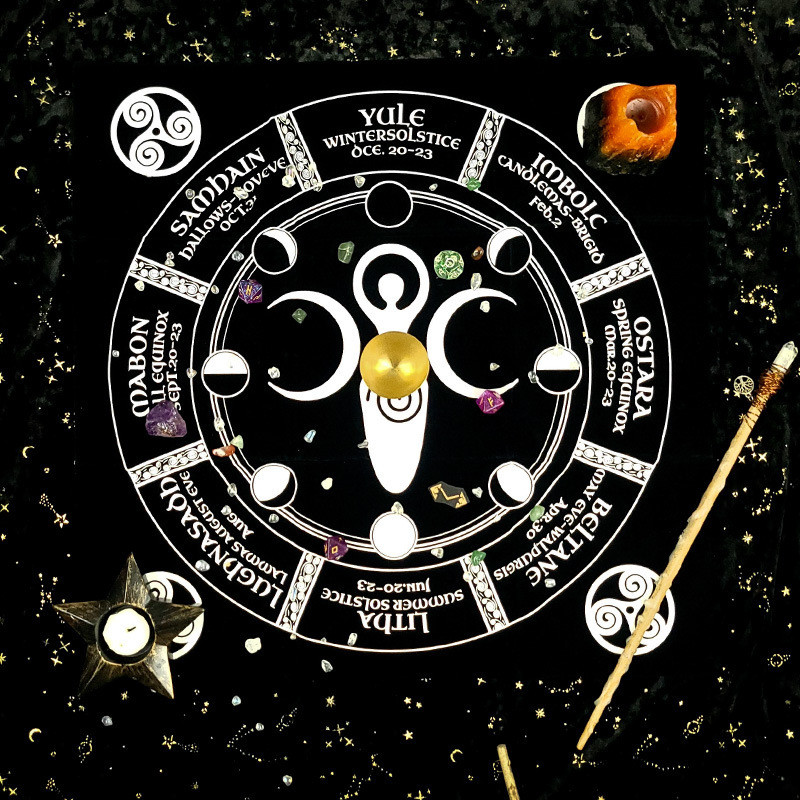 Nhung Dày Pagan Altar Pagan Altar Thẻ Oracle Card Khăn Trải Bàn 50 * 50 Thiền Lễ Altar Vải A07300827
