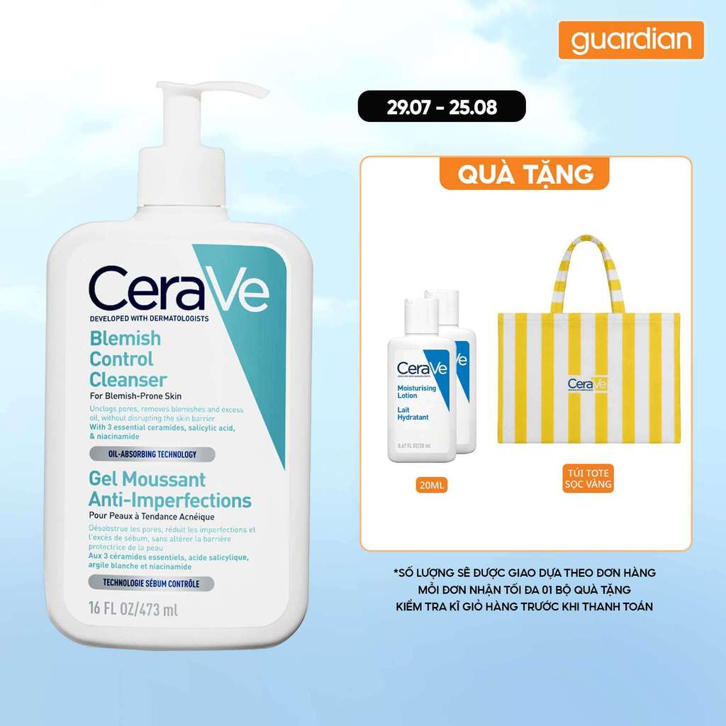 Sữa Rửa Mặt Giảm Mụn CeraVe Blemish Control Cleanser 473Ml | Guardian Việt Nam