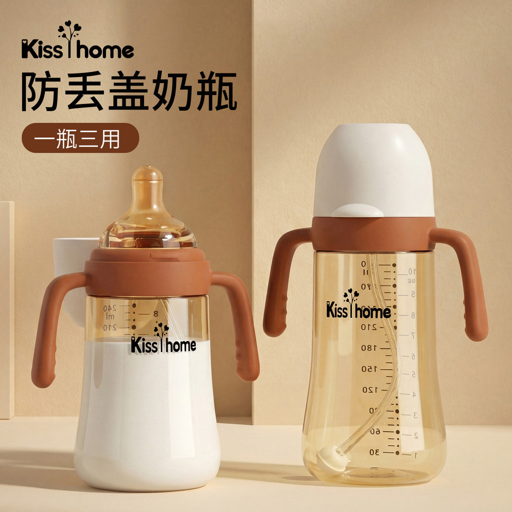 0-June pp Bình Sữa Cho Bé Trên 1 Tuổi Cỡ Rộng Cho Bé Sơ Sinh Giả Sữa Mẹ Silicone Núm Vú Ống Hút Cốc 
