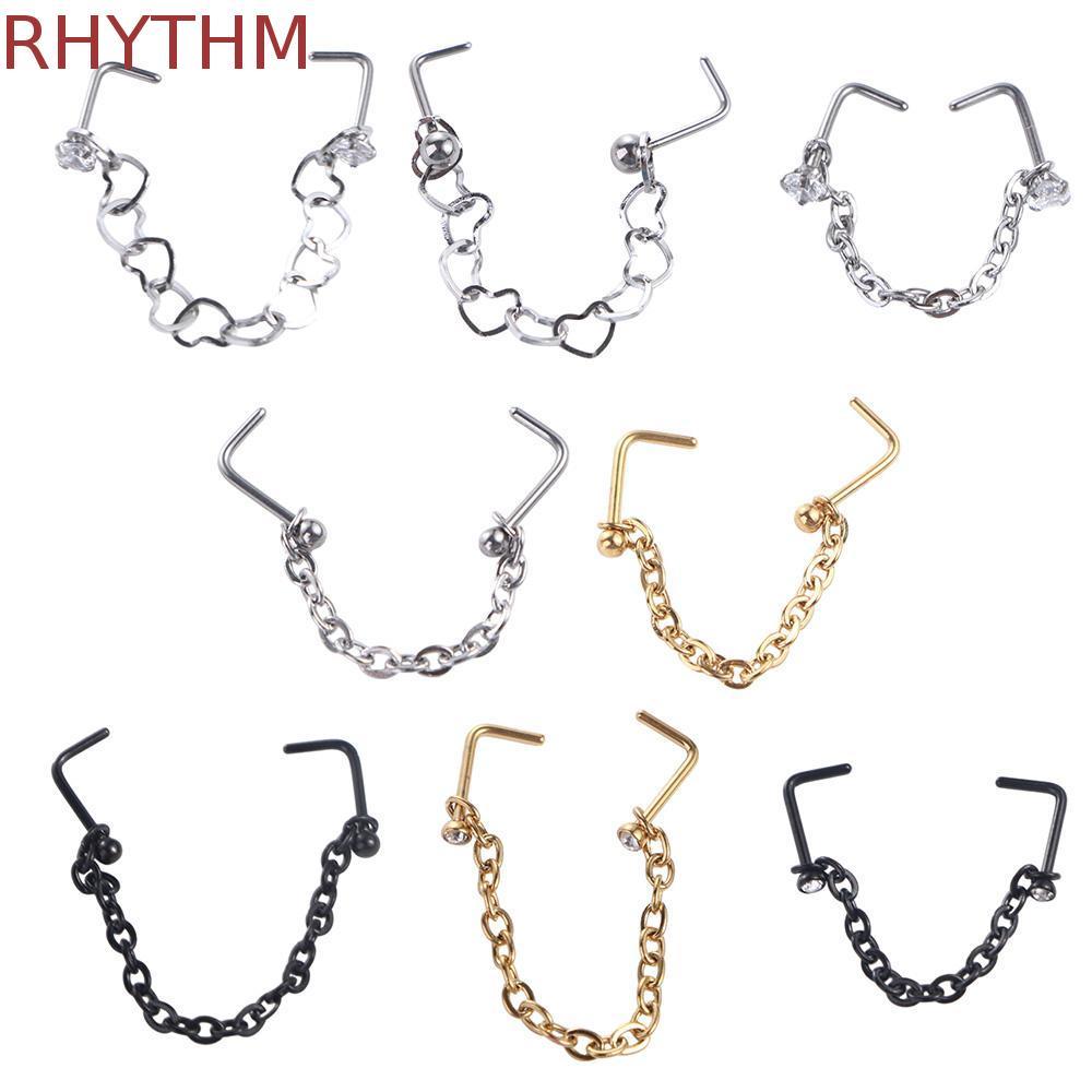 RHYTHM Mũi Xuyên Nhẫn Trang Sức Cơ Thể Quà Tặng Punk Thạch Anh Nostril Bóng Bông Tai Xuyên Septum Nh