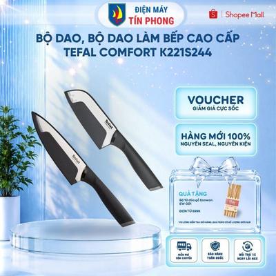 Bộ dao, bộ dao làm bếp cao cấp Tefal Comfort  K221S244 15cm và 12cm, Giao hỏa tốc 2h HCM