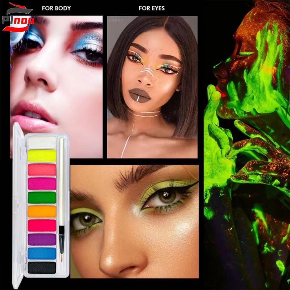 POOU Dạ Quang Body Face Painting Kit, Nhiều Màu Sắc Dạ Quang Body Art Painting, Mỹ Phẩm Trang Điểm L