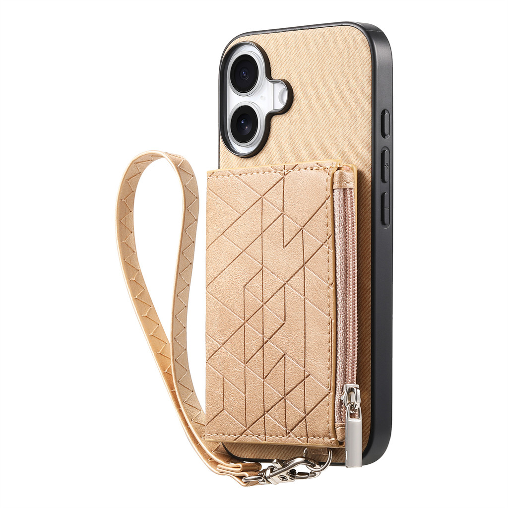 Ốp điện thoại ví dây kéo hấp thụ từ tính bằng vải chéo cho iPhone 15 16 16E 17 17E Air Max Plus Pro