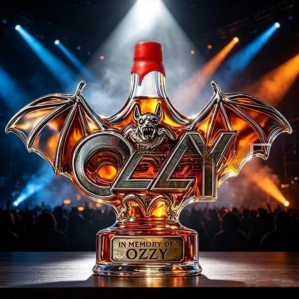 Gothic Bat Wing Ozzy Themed Glass Bottle, Creative Sculpture Liquor Container, Ideal Party & Display