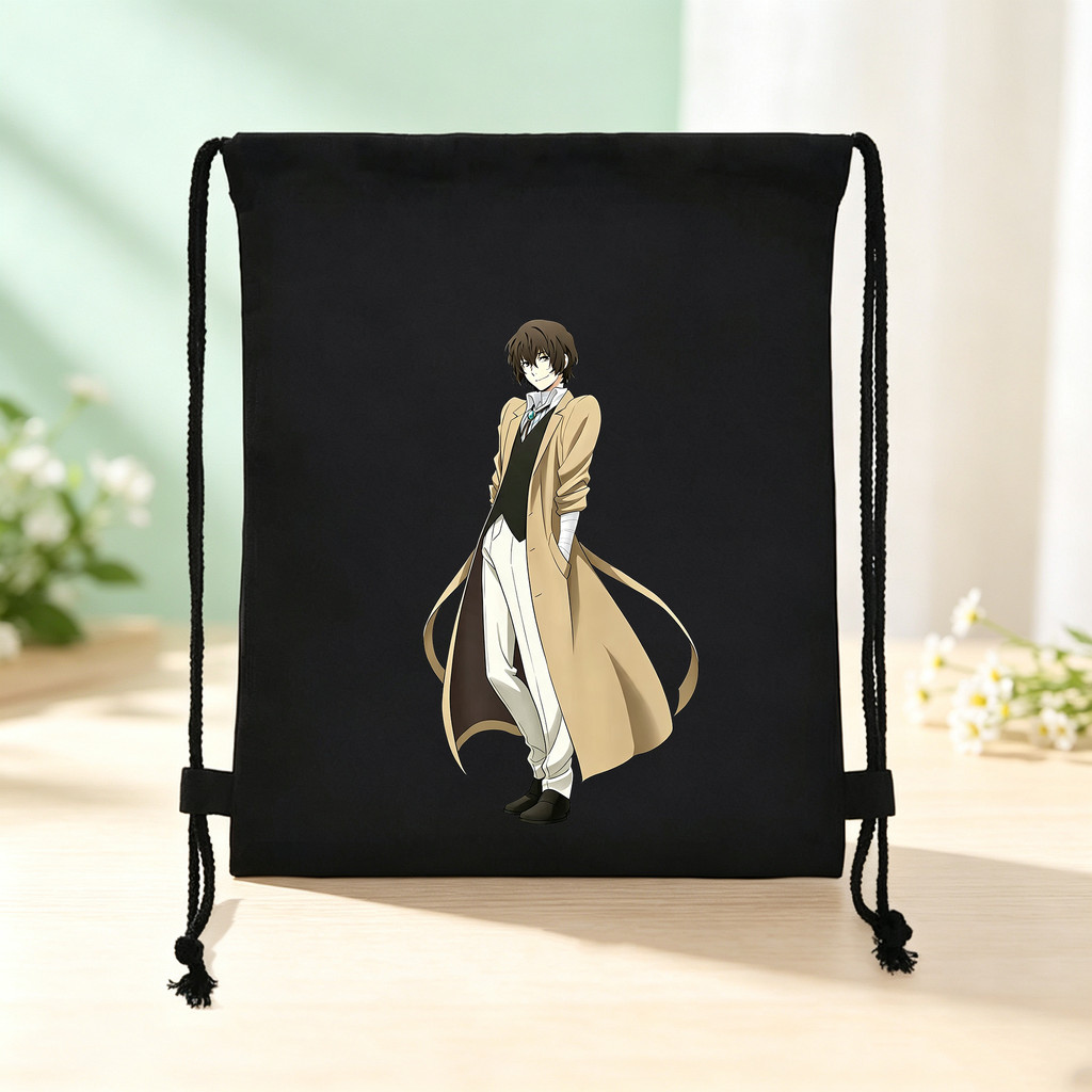 Anime dễ thương BSD Dazai Osamu In Dây Rút Túi Di Động Vải Dây Rút Túi Du Lịch Thể Thao Anime Fan Hi