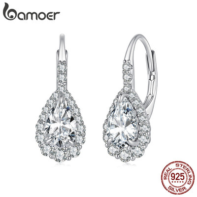 Bamoer Bạc 925 Vòng Bông Tai 1CT Lê-Cut Moissanite Trang Sức Quà Tặng Cho Nữ