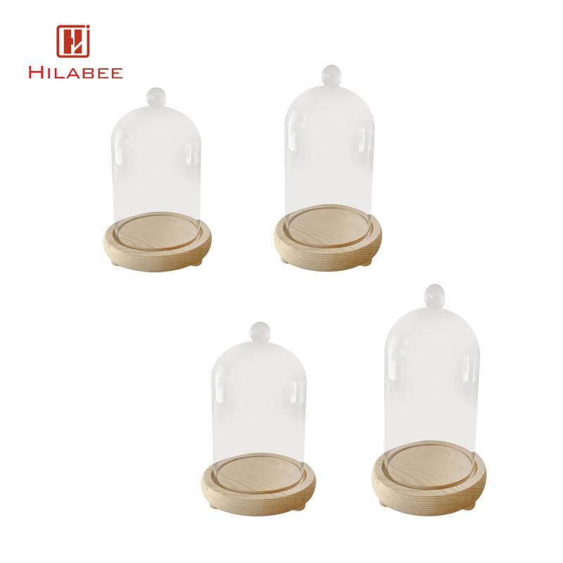 [UsusexaMY] Màn hình Cloche Dome Glass Dome Cloche Bell Jar Đế gỗ Accent Clear Dome Stand Vỏ trong s