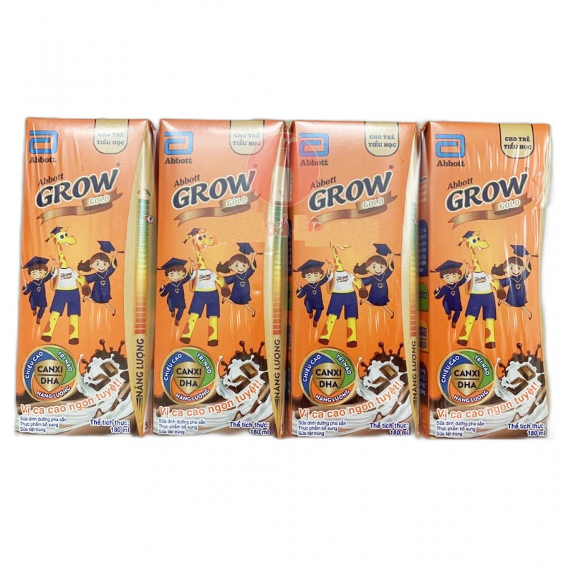 Lốc 4 sữa Abbott Grow Gold Cacao hộp 180ml - 16451