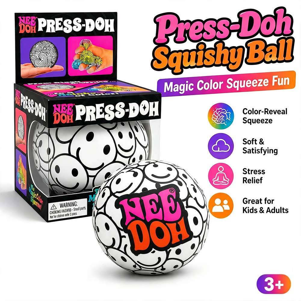 NEE DOH Magic Color Change Press‑Doh Smile Face Squishy Fidget Ball Toy For Stress Relief And Leisur