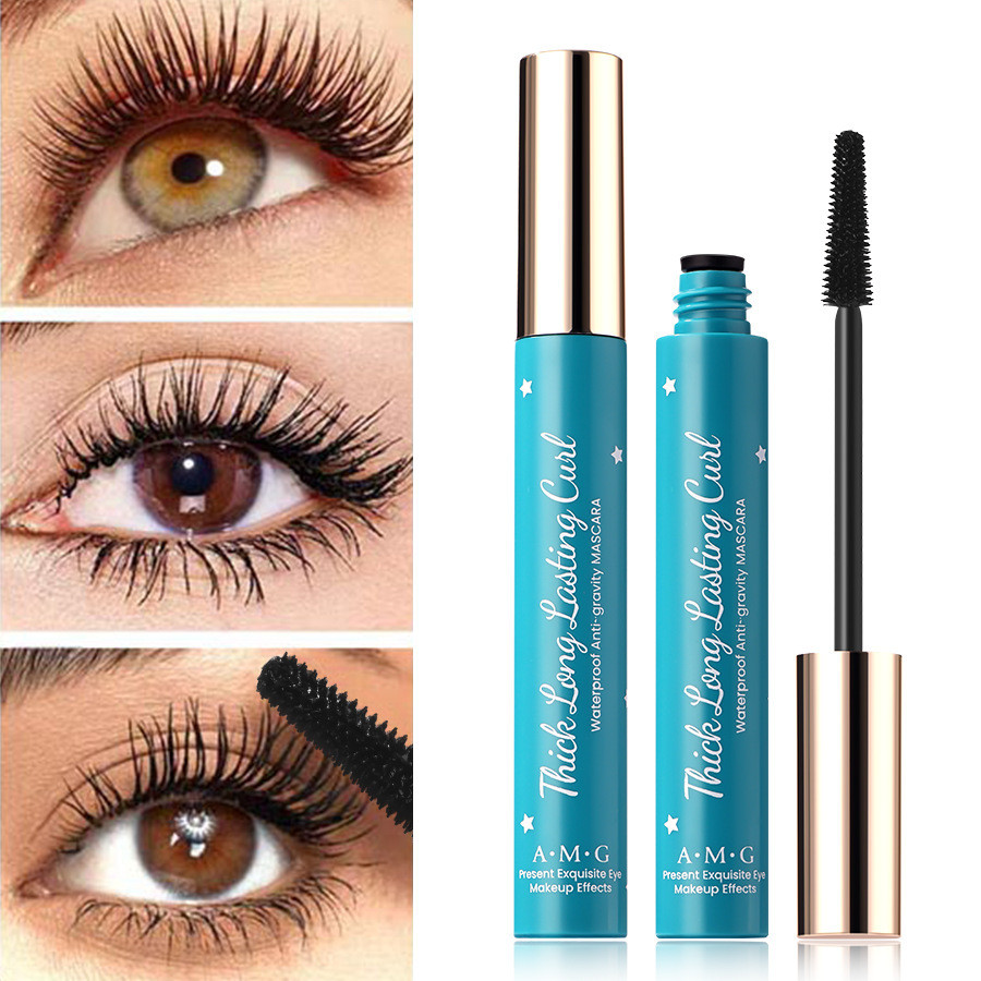 Hàng sẵn có Vận chuyển nhanh Trang điểm AMG Hộp xanh Mascara Chống thấm nước Dày Uốn dài Không nhòe 