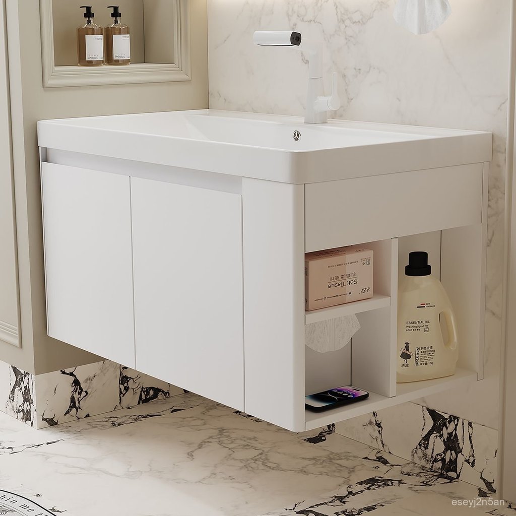Tủ lavabo inox nguyên bộ góc tròn kèm kệ bên hông bồn gốm sứ tủ gương thông minh bán chạy giao nhanh