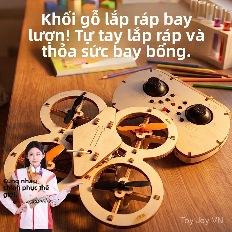 Mo hinh may bay khong nguoi lai 4 canh go lap rap DIY thi nghiem khoa hoc cho hoc sinh