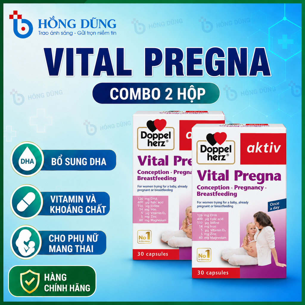 Combo 02 hộp viên uống bổ sung Vitamin và khoáng chất cho bà bầu Doppelherz Aktiv Vital Pregna (02 h