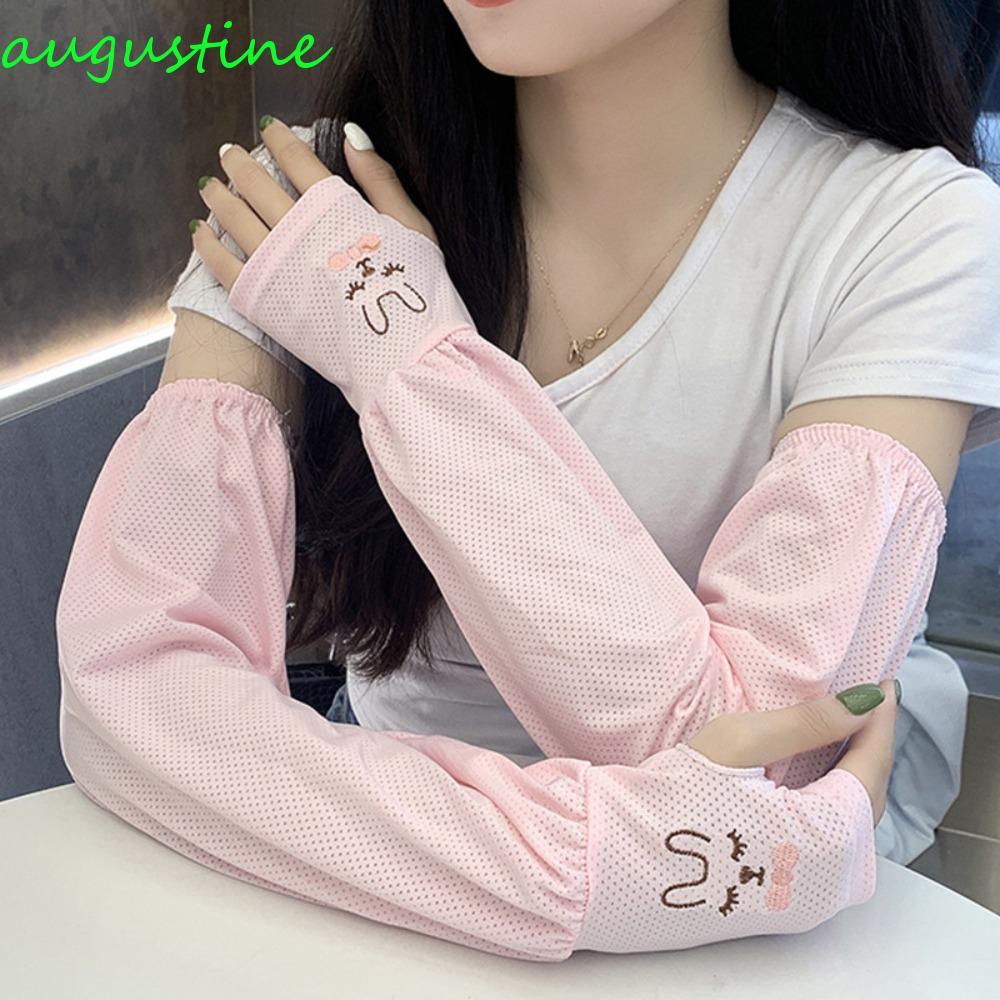 AUGUSTINE Ice Silk Sleeves, Rabbit Loose Sunscreen Sleeve, Dễ Thương Loose Arm Warming UV Protection