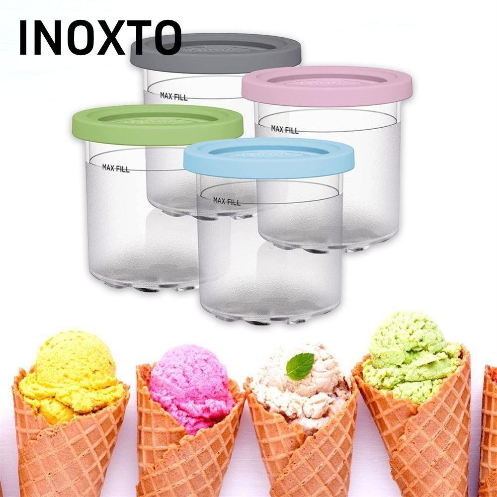 INOXTO 12 / 4 Chiếc Kem Pints Cốc Tổ Chức Chống Rò Rỉ Chai Hộp Bảo Quản Lọ Cho Ninja Creami Cho Ninj