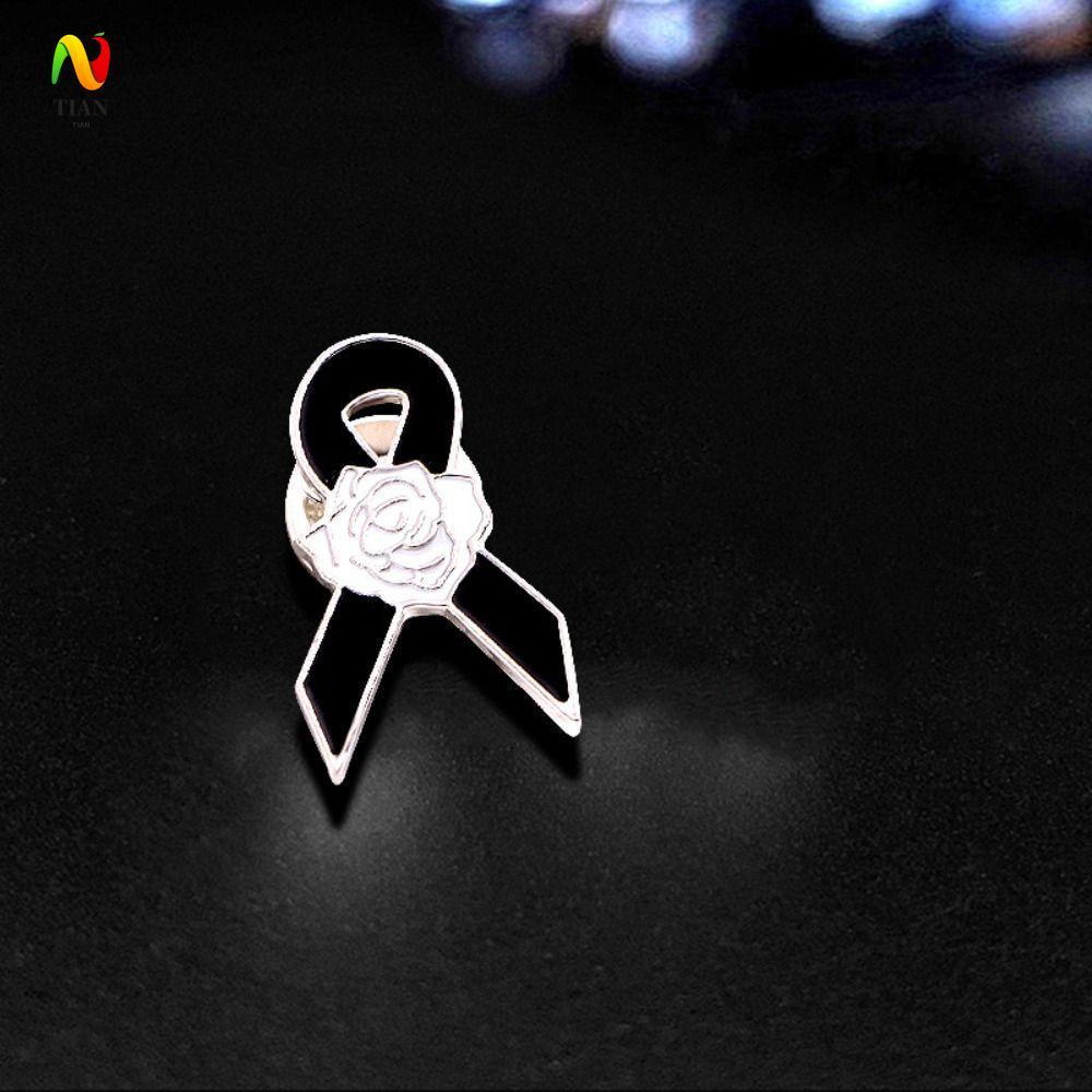 YÊU CẦU IMPACT Đen Ruy Băng Pin, Vintage Trắng Tang Lễ Ruy Băng Huy Hiệu Trâm Cài, Men Đơn Giản Đen 