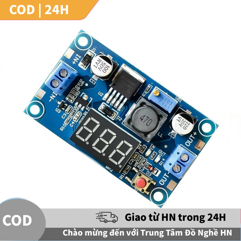 [COD] Mô-đun giảm áp LM2596 DC-DC Buck Converter, dòng ra 3A mạnh mẽ, LED hiển thị trực quan, cực ti