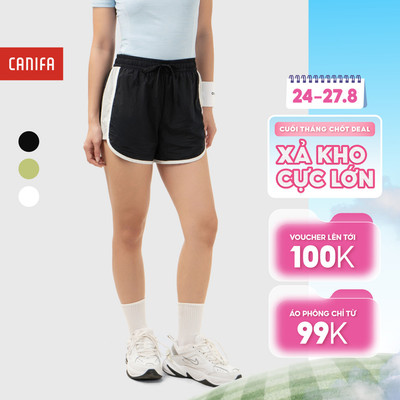 Quần đùi nữ cạp chun xẻ vát phối màu phong cách thể thao năng động CANIFA 6BS26S008