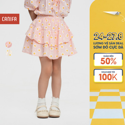 Chân váy bé gái CANIFA hai tầng dáng xòe họa tiết hoa nhí 1KS25S003