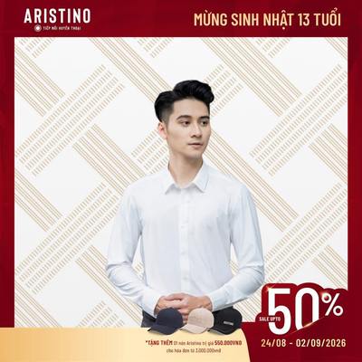 Áo sơ mi nam dài tay trắng vân công nghệ Knit nhật bản cao cấp Aristino ALSR21