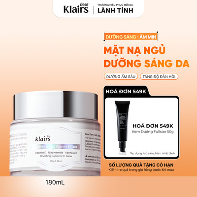 Mặt nạ ngủ Dear, Klairs Freshly Juiced Vitamin E Mask hỗ trợ dưỡng ẩm và làm sáng 90g [FS]