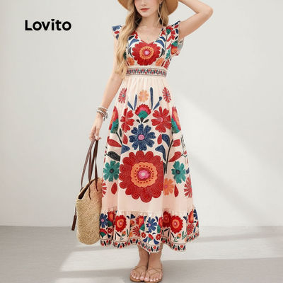 Lovito Kỳ nghỉ Váy có khóa kéo mùa xuân hè cho nữ L167LD050