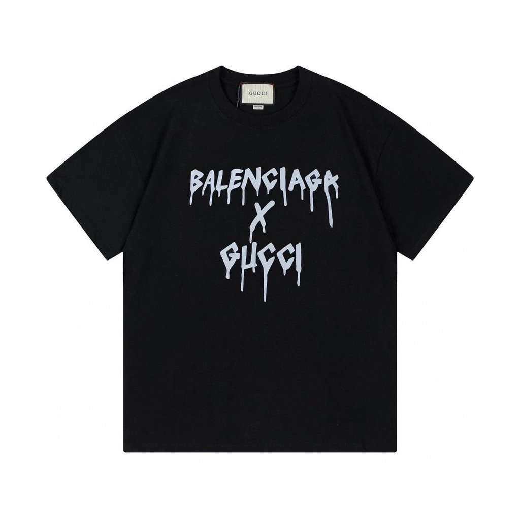 Áo thun ngắn tay cổ tròn GUCCI / GUCCI Nam Nữ Phong cách cỡ lớn Hai dòng Slim-Fit Slim Hơn Nhìn thoá