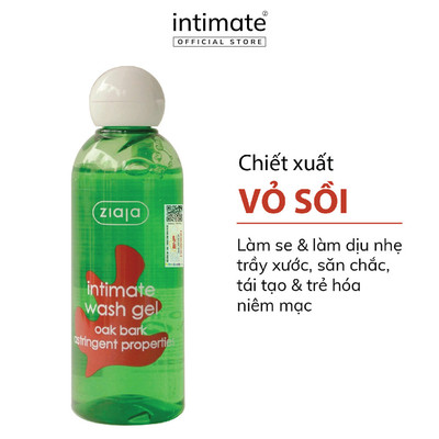 Dung Dịch Vệ Sinh Phụ Nữ Intimate Vỏ Sồi ZIAJA Giúp Cân Bằng Độ PH Tự Nhiên, Se Khít, Dưỡng Ẩm Sâu 200ml