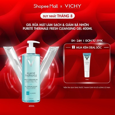 Gel rửa mặt làm sạch & giảm bã nhờn (làm sạch và tẩy trang 2 trong 1) Vichy Pureté Thermale Fresh Cleansing Gel 400ml