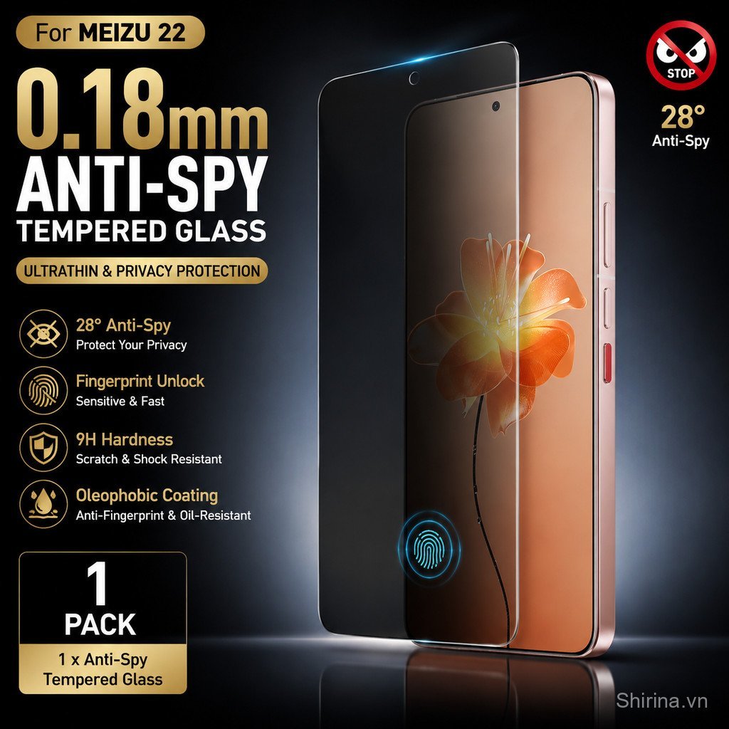 Kính cường lực chống gián điệp 0.18mm cho Meizu 22 Meizu 21 Meizu 20 Meizu 21 Pro 21 Note Meizu Note